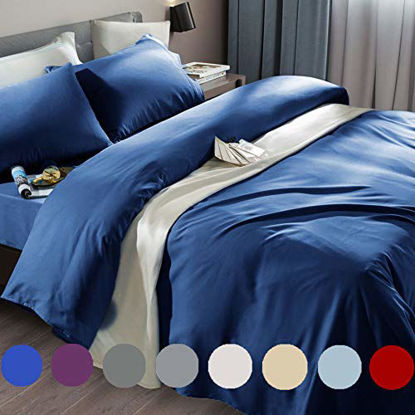Picture of SONORO KATE Bed Sheet Set Super Soft Microfiber 1800 Thread Count Luxury Egyptian Sheets Fit 18 - 24 Inch Deep Pocket Mattress Wrinkle and Hypoallergenic-6 Piece (Navy Blue, Full)