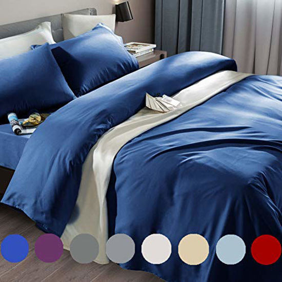 Picture of SONORO KATE Bed Sheet Set Super Soft Microfiber 1800 Thread Count Luxury Egyptian Sheets Fit 18 - 24 Inch Deep Pocket Mattress Wrinkle and Hypoallergenic-6 Piece (Navy Blue, Full)