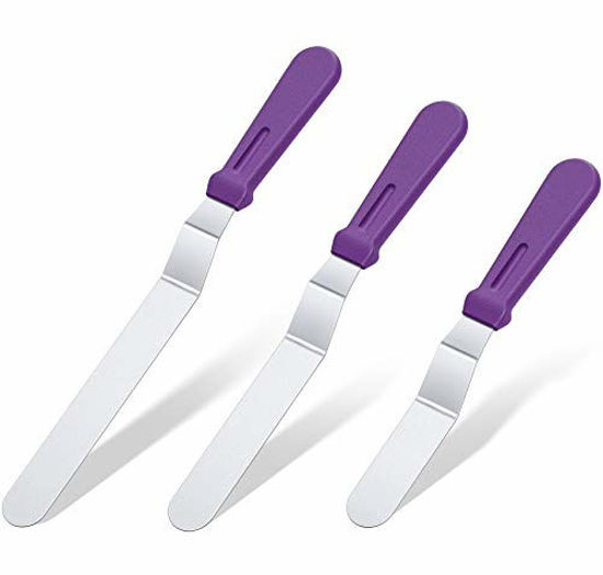 Amazon.com: Angled Cake Icing Spatula Set with Dough Scraper and Cake  Scraper Set for Cake Decorating, Professional Offset Frosting Spatula (4”  6