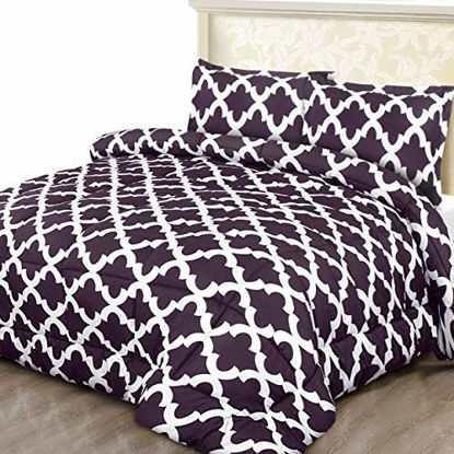 Picture of Utopia Bedding Printed Comforter Set (Queen, Plum) with 2 Pillow Shams - Luxurious Brushed Microfiber - Down Alternative Comforter - Soft and Comfortable - Machine Washable