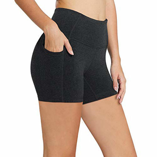 Picture of BALEAF Women's 5" High Waist Workout Yoga Running Compression Exercise Volleyball Shorts Side Pockets Charcoal Gray XS