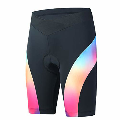 Picture of beroy Women Cycling Shorts with 4D Padding,Bike Shorts for Ladies(M Black+Print)