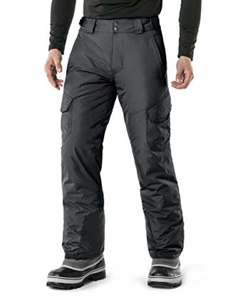 Picture of TSLA Men's Winter Snow Pants, Waterproof Insulated Ski Pants, Ripstop Windproof Snowboard Bottoms, Snow Cargo(ykb83) - Charcoal, Small