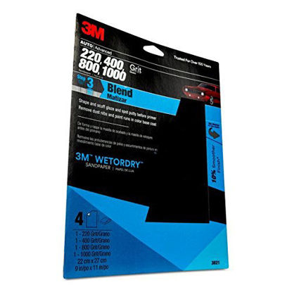 Picture of 3M Wetordry 9-in x 11-in Sandpaper Sheet with Assorted Grit Sizes, White (03021)
