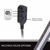 Picture of Cordinate 42841-T1 Designer 3 Extension, 2 Prong Strip, Extra Long 8 Ft Power Flat Plug, Fabric Braided Cord, Slide-to-Close Safety Outlets, 42841, 8 ft, Black/Gray, 8 ft