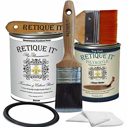 Picture of Retique It Chalk Furniture Paint by Renaissance DIY, Poly Kit, 01 Snow, 32 Ounces