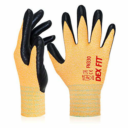 Picture of DEX FIT Nitrile Work Gloves FN330, 3D Comfort Stretch Fit, Power Grip, Smart Touch, Durable Foam Coated, Thin & Lightweight, Machine Washable, Orange Medium 3 Pairs