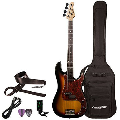 Picture of Sawtooth EP Series Electric Bass Guitar with Gig Bag & Accessories, Vintage Burst w/Tortoise Pickguard
