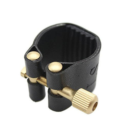 Picture of Andoer Ligature Fastener Artificial Leather Compact Durable for Alto Sax Saxophone Rubber Mouthpiece Product Name