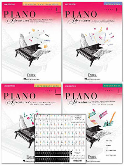 Picture of Piano Adventures Level 1 2nd Edition Bundle Set By Nancy Faber - Lesson, Theory, Performance, Technique & Artistry Books & Juliet Music Piano Keys 88/61/54/49 Full Set Removable Sticker