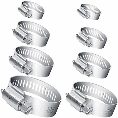 Picture of Selizo 40Pcs Hose Clamp Including 7 Sizes Adjustable Pipe Tube Clamps 304 Stainless Steel Hose Clips