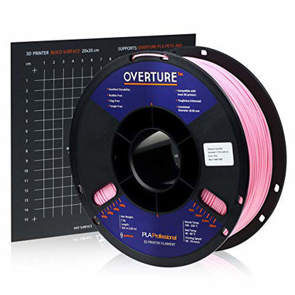 Picture of Overture PLA Plus (PLA+) Filament 1.75mm PLA Professional Toughness Enhanced PLA Roll with 3D Build Surface 200 × 200mm, Premium PLA 1kg Spool (2.2lbs), Dimensional Accuracy +/- 0.05 mm (Pink)