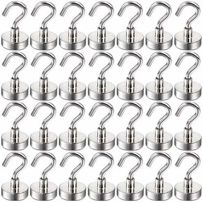 Picture of DIYMAG 60 Pack 22Lbs Magnetic Hooks for Cruise, Grill, Towel, Indoor Hanging, Home, Kitchen, Workplace, Office and Garage, Silver, 16mm (DIY-NE16-60P)
