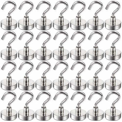 Picture of DIYMAG 60 Pack 22Lbs Magnetic Hooks for Cruise, Grill, Towel, Indoor Hanging, Home, Kitchen, Workplace, Office and Garage, Silver, 16mm (DIY-NE16-60P)