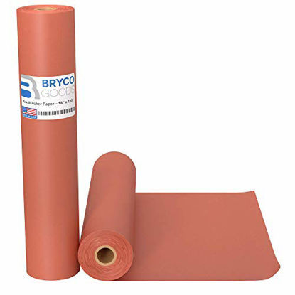Picture of Pink Kraft Butcher Paper Roll - 18 Inch x 100 Feet (1200 Inch) - Food Grade Peach Wrapping Paper for Smoking Meat of all Varieties - Unbleached, Unwaxed and Uncoated - Made in USA