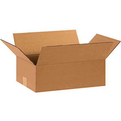 Picture of BOX USA 25 Pack of Flat Corrugated Cardboard Boxes, 15" L x 10" W x 5" H, Kraft, Shipping, Packing and Moving