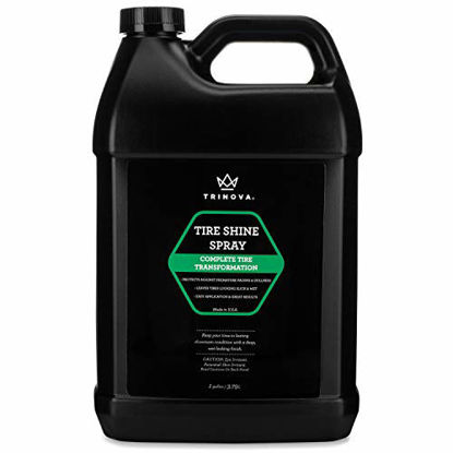 Picture of TriNova Tire Shine Gallon Size - Leaves Brilliant Wet Looking Shine, Perfect for Detailer. Best Dressing for Slick Finish on Tires, Rubber, Wheels. Bulk gal 128oz