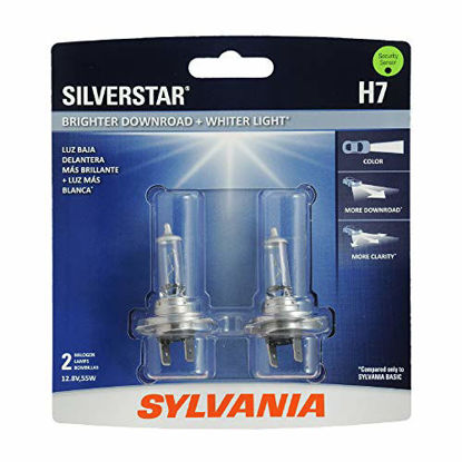 Picture of SYLVANIA - H7 SilverStar - High Performance Halogen Headlight Bulb, High Beam, Low Beam and Fog Replacement Bulb, Brighter Downroad with Whiter Light (Contains 2 Bulbs) (H7ST.BP2)