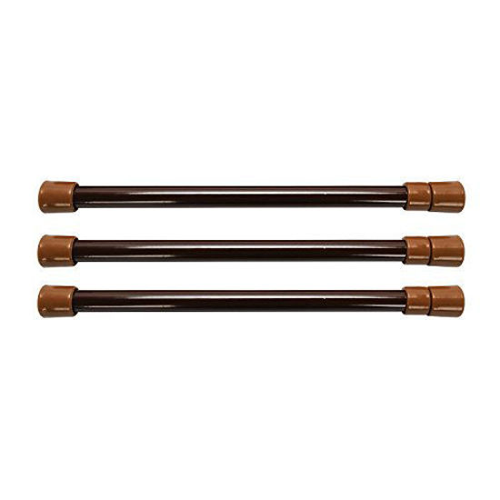 Picture of Camco 17" RV Cupboard Bars - 3 pack, Holds Food and Drinks in Place During Travel, Prevents Messy Spills, Spring Loaded and Extends Between 10" and 17" - Brown ( 44066)