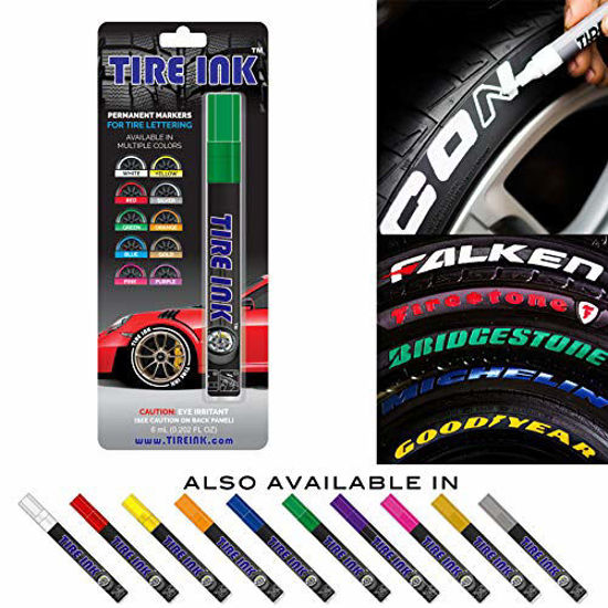Picture of Tire Ink | Paint Pen for Car Tires | Permanent and Waterproof | Carwash Safe (1 Pen, Green)