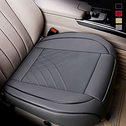 Picture of kingphenix Premium PU Car Seat Cover - Front Seat Protector Works with 95% of Vehicles - Padded, Anti-Slip, Full Wrapping Edge - (Dimensions: 21'' x 20.5'') - 1 Piece, Gray