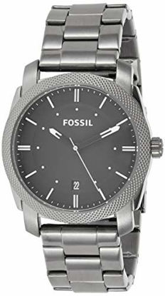 Picture of Fossil Men's Machine 3H Quartz Stainless Three-Hand Watch, Color: Smoke, Black Dial (Model: FS4774IE)