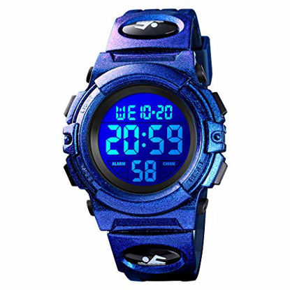 Picture of Boys Digital Watch Outdoor Sports 50M Waterproof Electronic Watches Alarm Clock 12/24 H Stopwatch Calendar Boy Girl Wristwatch - Purple