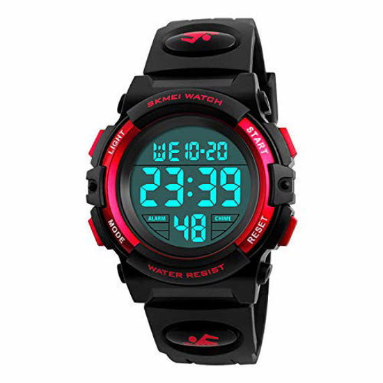 Picture of Boys Digital Watch Outdoor Sports 50M Waterproof Electronic Watches Alarm Clock 12/24 H Stopwatch Calendar Boy Wristwatch - Red