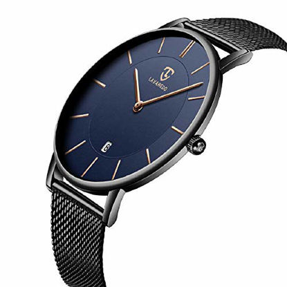 Picture of Watch, Mens Watch, Minimalist Fashion Simple Wrist Watch Analog Date with Stainless Steel Mesh Band