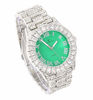 Picture of Mens Silver Big Rocks with Roman Numerals Fully Iced Out Colorful Dial Watch - ST10327 RN Single (Silver Mint Green)