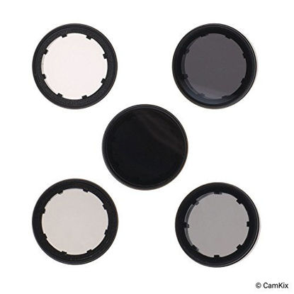 Picture of CamKix Cinematic Filter Pack Compatible with GoPro Hero 4 and 3+ Includes 4 Neutral Density Filters (ND2/ND4/ND8/ND16), a UV Filter and a Cleaning Cloth.