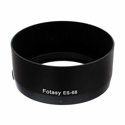 Picture of Fotasy Flocked Dedicated Bayonet Lens Hood for Canon EF 50mm f/1.8 STM Lens, Interior Flocking Hood, Canon 50mm 1.8 STM Lens Hood, Replacement of Canon ES-68 Lens Hood, Black (ES68FL)