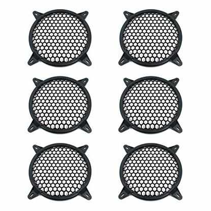 Picture of Geesatis 6 pcs Subwoofer Grill Cover Speaker Decorative Circle Cover Woofer Grill 6 inches Mesh Protector for Car Speaker Cover, with Mounting Screws