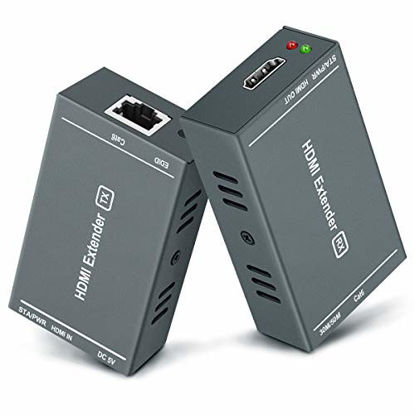 Picture of HDMI Extender,164 Ft Full HD Uncompressed Transmit,Up to 1080P@60Hz Over Single Ethernet Cat5e/Cat6/Cat7,3D & EDID & POC Supported,(Transmitter and Receiver)