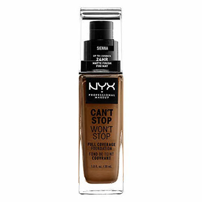 Picture of NYX PROFESSIONAL MAKEUP Can't Stop Won't Stop Full Coverage Foundation - Sienna, Medium Deep With Neutral Undertone