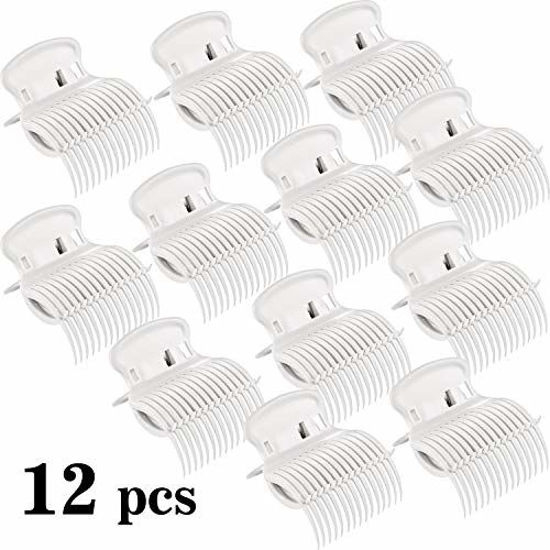 Picture of 12 Pieces Hot Roller Clips Hair Curler Claw Clips Replacement Roller Clips for Women Girls Hair Section Styling(White)