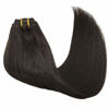 Picture of GOO GOO Human Hair Extensions Clip in Dark Brown Remy Hair Extensions Straight Thick 120g Clip in Real Natural Hair Extensions 18 Inch