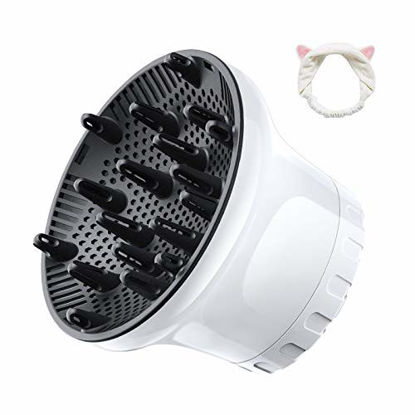 Picture of Universal Hair Diffuser Hair Dryer Diffuser Attachment For Curly Wave Thick and Nature Hair Profession Blow Dryer Diffuser Attachment Use Honeycomb Element Adjustable to 1.4-2.6 inch for Dryer Nozzle