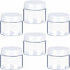 Picture of 6 Pack 1 oz Plastic Pot Jars Round Clear Leak Proof Plastic Cosmetic Container Jars with White Lids for Travel Storage Make Up, Eye Shadow, Nails, Powder, Paint, Jewelry(1 oz)