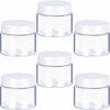 Picture of 6 Pack 1 oz Plastic Pot Jars Round Clear Leak Proof Plastic Cosmetic Container Jars with White Lids for Travel Storage Make Up, Eye Shadow, Nails, Powder, Paint, Jewelry(1 oz)