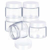 Picture of 6 Pack 1 oz Plastic Pot Jars Round Clear Leak Proof Plastic Cosmetic Container Jars with White Lids for Travel Storage Make Up, Eye Shadow, Nails, Powder, Paint, Jewelry(1 oz)