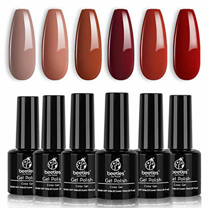 Picture of Beetles Gel Nail Polish Set, Caramel Collection Gel Nail Polish Kit 6 Colors Nail Gel Home Manicure Christmas for Women New Year Holiday Gifts Set
