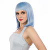 Picture of eNilecor Straight Short Bob Wigs 14" with Flat Bangs Cosplay Hair Wig for Women Natural As Real Hair (Light Blue)
