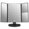 Picture of WEILY Lighted Makeup Mirror with 21 LED Lights, Trifold Vanity Mirror with 3X/2X/1X Magnification, Touch Screen, Dual Power Supply, 180 Degree Rotation Portable Mirrors for Travel (Black)