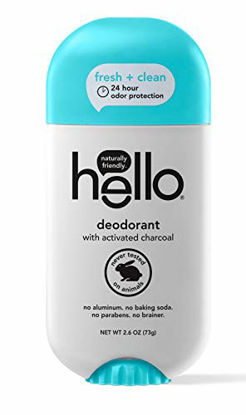 Picture of Hello Activated Charcoal Clean + Fresh Deodorant for Women + Men - Aluminum Free, No Baking Soda, Parabens, or Sulfates, 24 Hour Protection, 2.6 Ounce