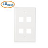 Picture of Cable Matters 10-Pack Low Profile 4-Port Cat5e, Cat6 Keystone Jack Wall Plate in White