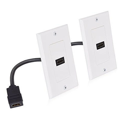 Picture of Cable Matters 2-Pack 1-Port HDMI Wall Plate in White (4K UHD, ARC, and Ethernet pass-thru support)