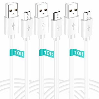 Picture of SIOCEN 3 Pack 10FT USB Power Extension Cable Cord for Yi Camera, WyzeCam, Oculus Go, Echo Dot Kid Edition, Nest Cam,Netvue,Arlo Pro Q,Blink, Furbo Dog,IP CCTV Home Security Camera