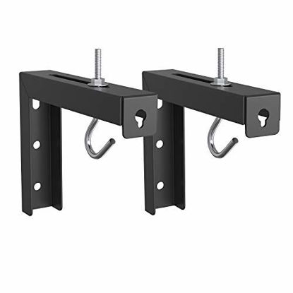 Picture of Universal Projector Screen L-Bracket Wall Hanging Mount 6 inch Adjustable Extension with Hook Manual, Spectrum and Perfect Screen Placement up to 66 lbs, 30kg (PSM001-B), Black