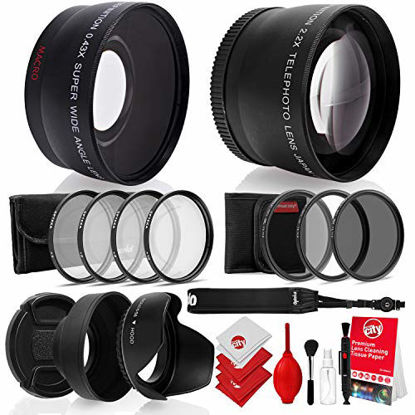 Picture of Opteka 52mm 0.43X HD Wide Angle Lens with Macro for Nikon DSLR Bundle with Opteka 52mm 2.2X HD Telephoto Lens and Essential Accessories (8 Items)